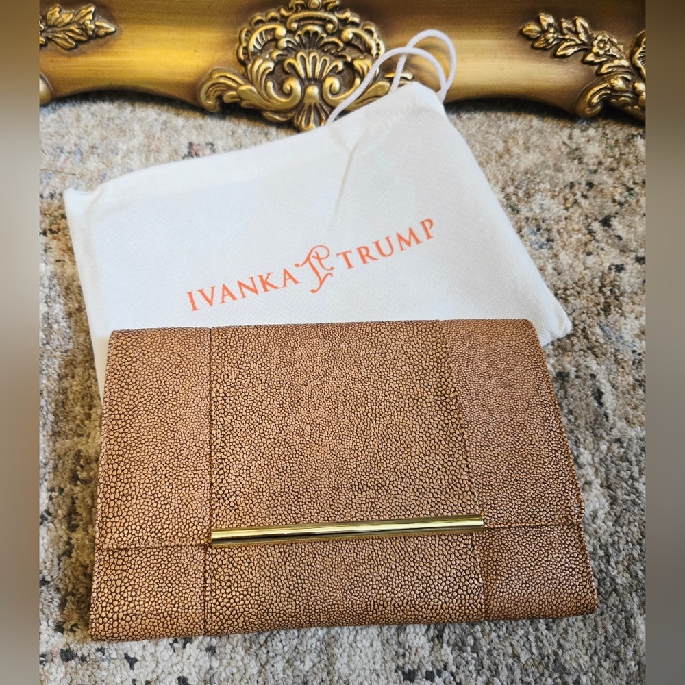 Ivanka Trump Stingray Textured Clutch Handbag.